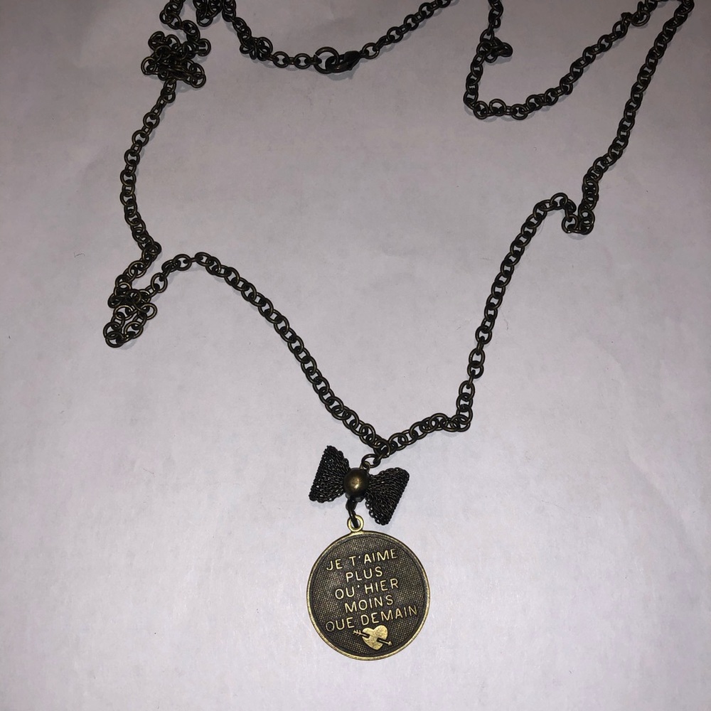 French Love Saying Long Necklace